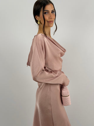 Abito Corto Satin Rosa