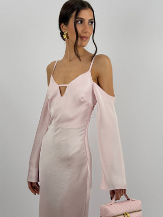 Abito Lungo con Spalle Scoperte Rosa