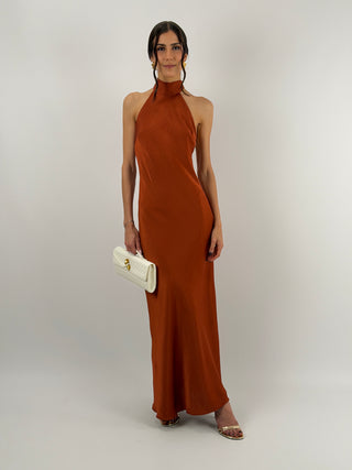 Abito Lungo Halter Ruggine
