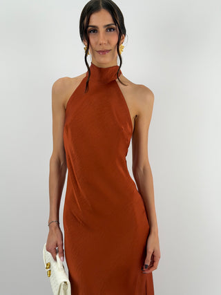 Abito Lungo Halter Ruggine