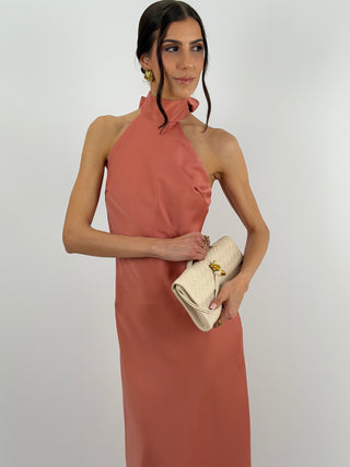 Abito Lungo Halter Salmone