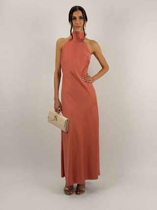 Abito Lungo Halter Salmone