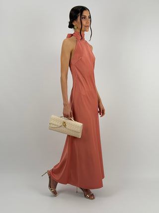 Abito Lungo Halter Salmone