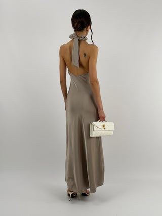 Abito Lungo Halter Tortora