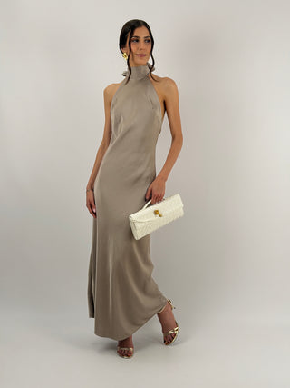 Abito Lungo Halter Tortora