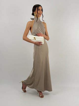 Abito Lungo Halter Tortora