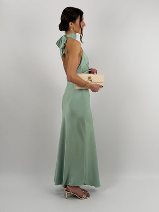 Abito Lungo Halter Verde Salvia