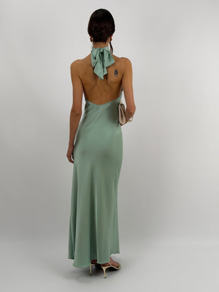 Abito Lungo Halter Verde Salvia