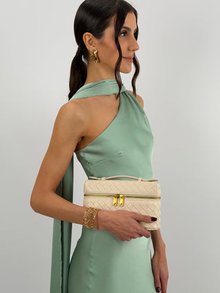 Abito Lungo Monospalla Verde Salvia