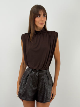 Shorts in Eco Pelle Marrone