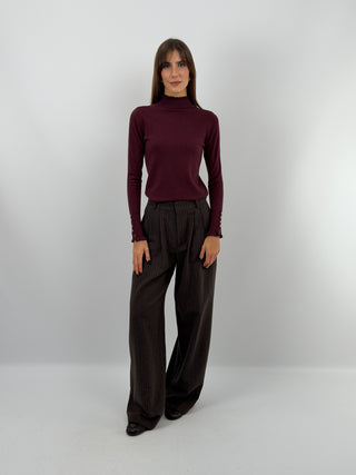 Burgundy Turtleneck with Ruffles