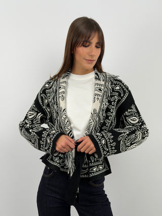Black Patterned Cardigan