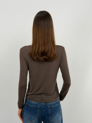 Pull Ultra-Léger avec Cachemire et Dentelle Marron