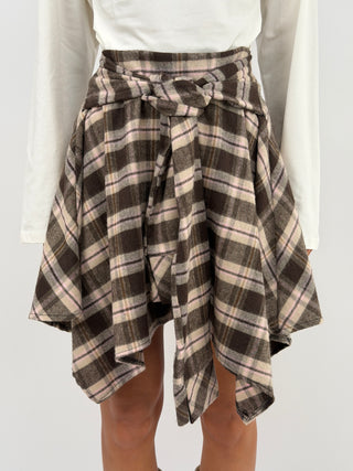 Brown Check Mini Skirt