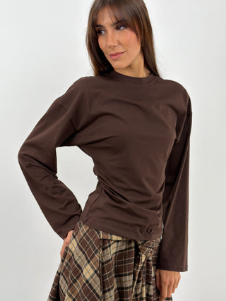 Maglia con Arricciature Marrone - Lumina