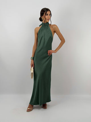 Abito Lungo Halter Verde Smeraldo