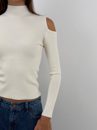 Cream Cut Out Knit Top
