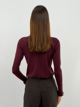 Burgundy Turtleneck with Ruffles