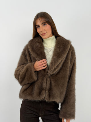 Taupe Ginevra Faux Fur Jacket