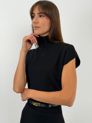 Black Knit Set with Skirt