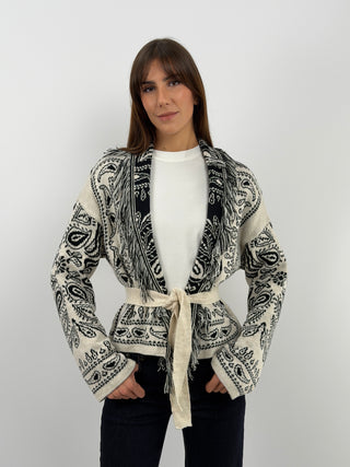 Cream Patterned Cardigan