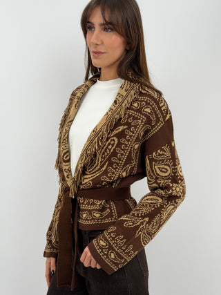 Brown Patterned Cardigan