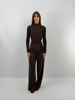 Brown Textured Turtleneck