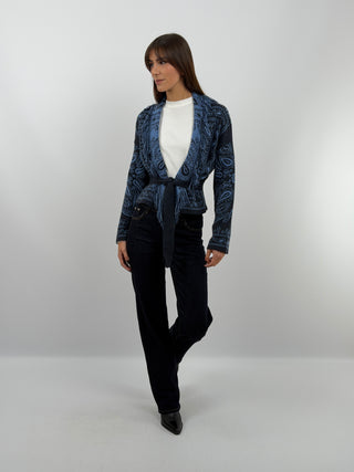 Midnight Blue Patterned Cardigan