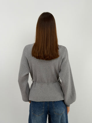 Cardigan Croisé Gris