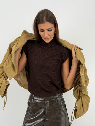 Maglia a Collo Alto Marrone
