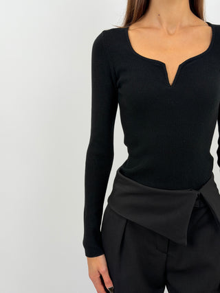 Maglia con Scollo V Nera
