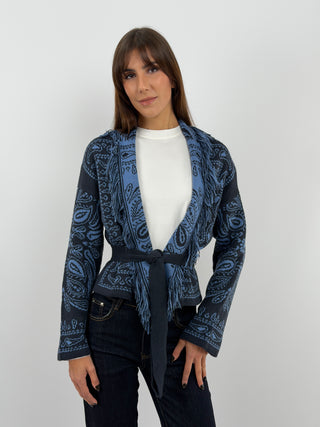Midnight Blue Patterned Cardigan