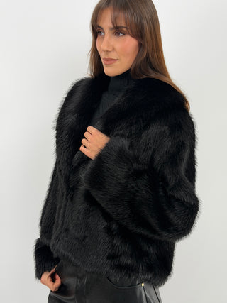 Black Ginevra Faux Fur Jacket
