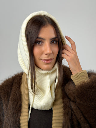 Cagoule côtelée beige