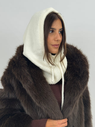 Beige Ribbed Balaclava