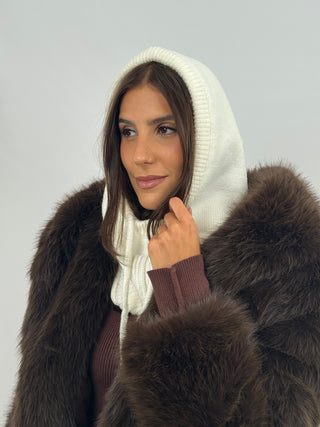 Beige Ribbed Balaclava