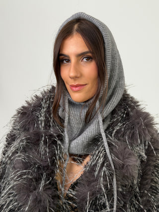 Cagoule côtelée beige