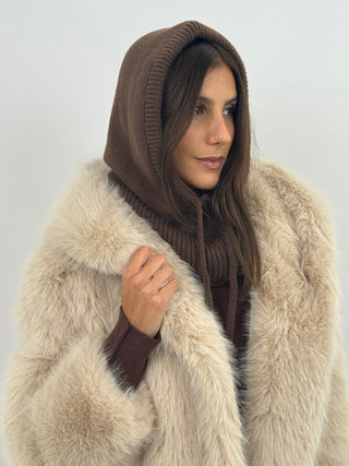 Beige Ribbed Balaclava