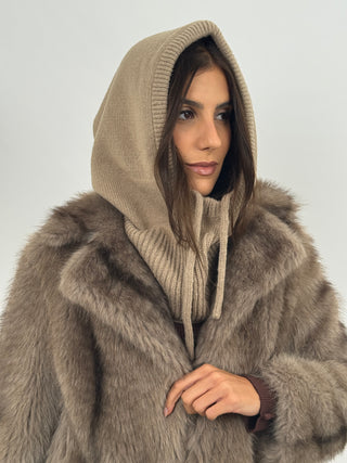 Beige Ribbed Balaclava