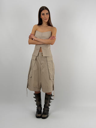 Set Coordinato Top Corsetto e Bermuda Cargo Beige Lumina
