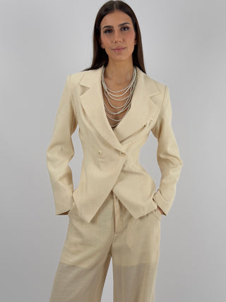 Blazer Lumina Misto Lino Crema