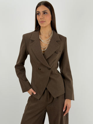 Blazer Lumina Misto Lino Marrone