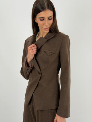 Blazer Lumina Misto Lino Marrone