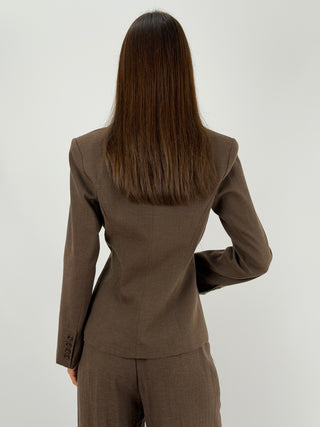 Blazer Lumina Misto Lino Marrone