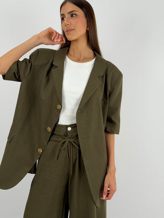 Set Blazer con Cut Out e Pantalone Doppia Vita Verde Militare Lumina