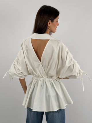 Blusa con Arricciature Bianca Lumina