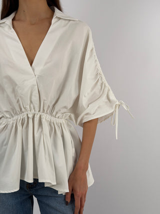 Blusa con Arricciature Bianca Lumina