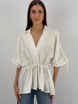 Blusa con Arricciature Bianca Lumina