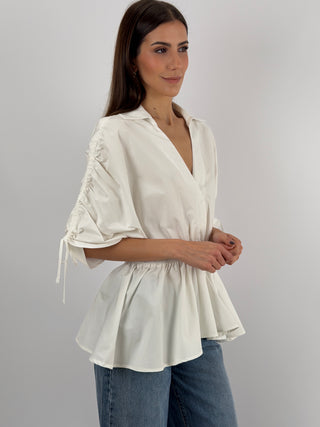 Blusa con Arricciature Bianca Lumina