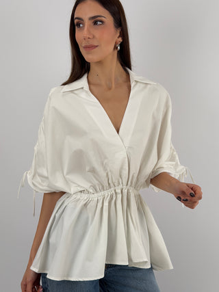 Blusa con Arricciature Bianca Lumina